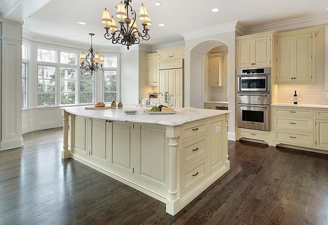 wood-look laminate floors in bright, airy kitchen in Dover, FL